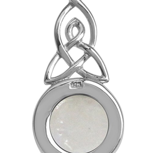 Silvershake Natural Moonstone 925 Sterling Silver Triquetra Celtic Knot Pendant with 18 Inch Chain Necklace3
