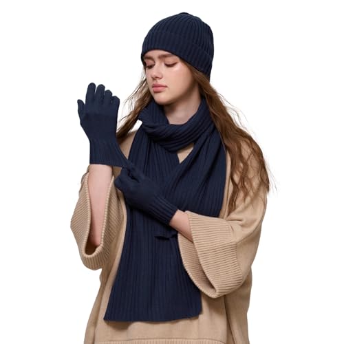 3 in 1 Women’s 100% Merino Wool Hat Gloves Scarf Set, Single Wool Scarf for Women, Winter Essentials2