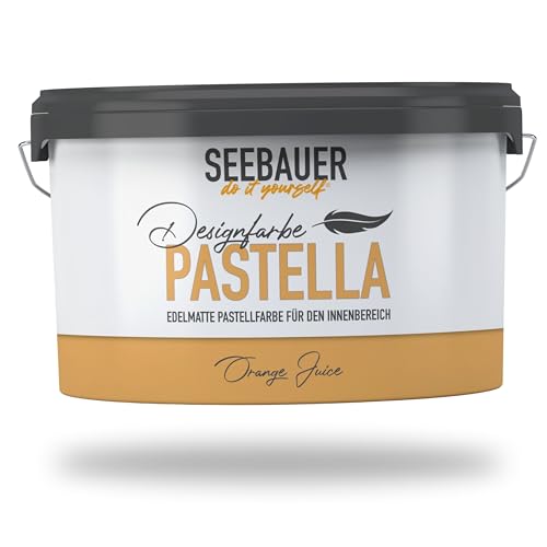 SEEBAUER diy Pastellfarbe PASTELLA Orange 2,5L Edelmatte Wandfarbe Orange - Innenfarbe sehr hohe Deckkraft - Abwaschbar und Tropffrei