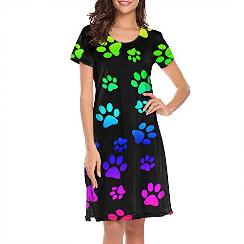 Women's Girls Nightgown Sleepwear Short Sleeves Shirt Casual Print Sleepdress