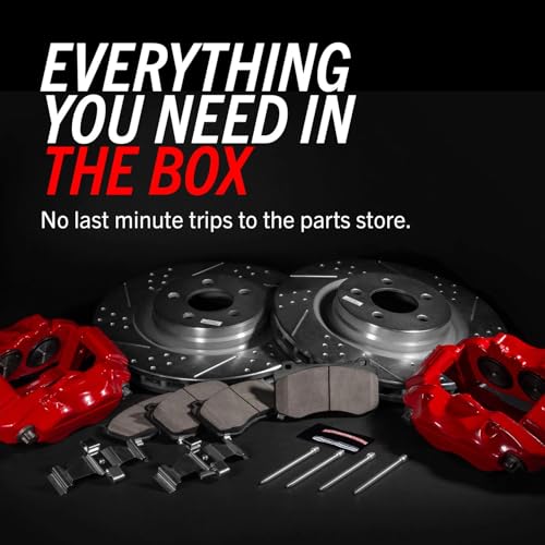PowerStop Rear Brake & Caliper Kit For Toyota Avalon 2000-04 - Powder Coated Calipers + Carbon Fiber Ceramic Brake Pads + Drilled & Slotted Rotors Upgrade, KC2322 by Power Stop - Image 4