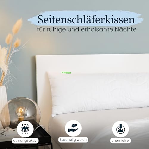Gentle North Hochwertiges Seitenschläferkissen 40 x 145 cm – Langes Kissen für Seitenschläfer...