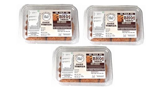 Image of BHOJ Thekua | Desi Ghee Thekua | Traditional Bihari Thekua Sweet | Sugar Thekua | Homemade Desi Cookies | Tasty Indian Sweet | Wheat Flour, Fennel, Milk & Ghee | 300gm (Pack of 3)