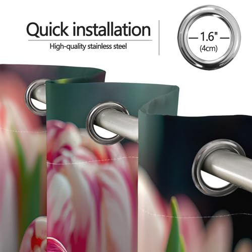 Rideau occultant thermique isolant à oeillets fleurs vertes 140x260 - 8