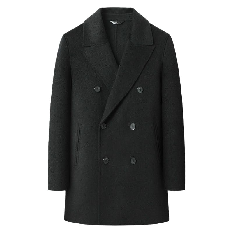 Gabardina de lana para hombre abrigo largo con botones de otoño e invierno 6