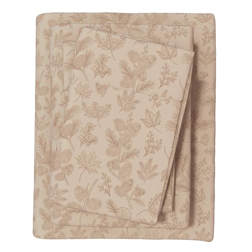 Image of Great Bay Home Flannel Sheets Twin Size - 100% Turkish Cotton, Double-Brushed, Lodge-Printed Bed Sheet Set - Ultra-Soft, Cozy, 3-Piece Bedding Set (Branches)