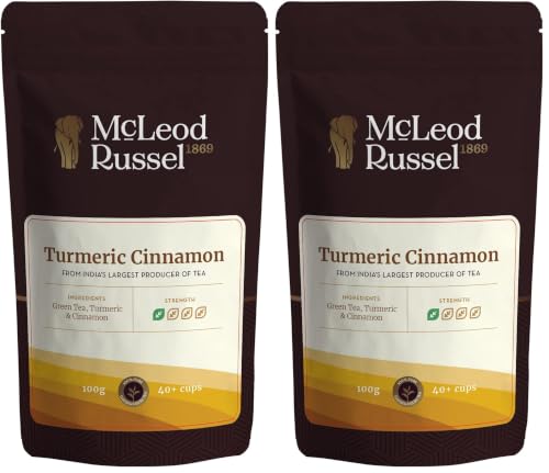 Image of McLeod Russel 1869 - Turmeric Cinnamon Green Tea | 100g | 100% Pure & Natural Turmeric & Cinnamon | Health & Wellness | Ayurvedic | 40+ Cups (Pack of 2)