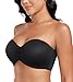 Lemorosy Minimizer Strapless Bra for Women Large Bust Full Support n-Slip Convertible Underwire Bandeau Bra (Black,36C)