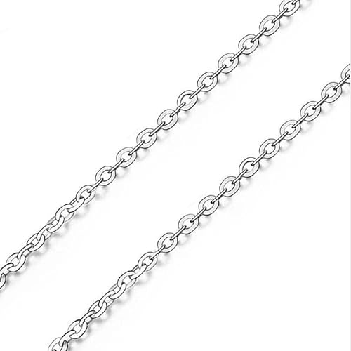 Collar de Oro Blanco Puro de 18 Quilates AU750, Cadena rolo de eslabones de 1 mm, 45,7 cm, 750C002-18