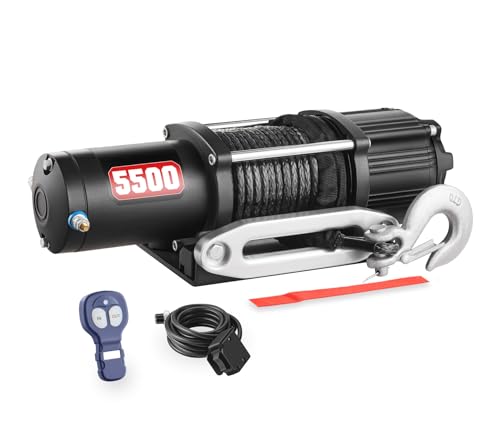 AOTOWO 5500 lb Synthetic Rope Winch, with Wireless Remote Bracket, Handlebar Switch, for ATV UTV Powersports Off Road