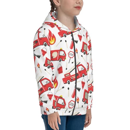 Fire Truck Kid Hoodies Boys Zip Up Sweatshirts Girls Pullover with Pocket4