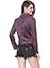 Allegra K Women Short Soft Zip Up Faux Suede Biker Moto Jacket Large Dark Purple