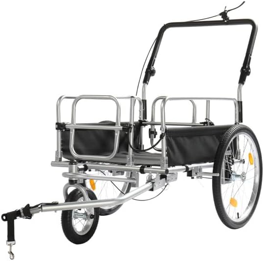 Heavy Duty Bicycle Cargo Trailer, 100kg Capacity Bike Hitch Trailer with Handrail, 51x31x42 Inch Wagon for Kids, Pets, Groceries & Garden Hauling, Bicycle Accessories Cargo Carrier for Shopping Beach