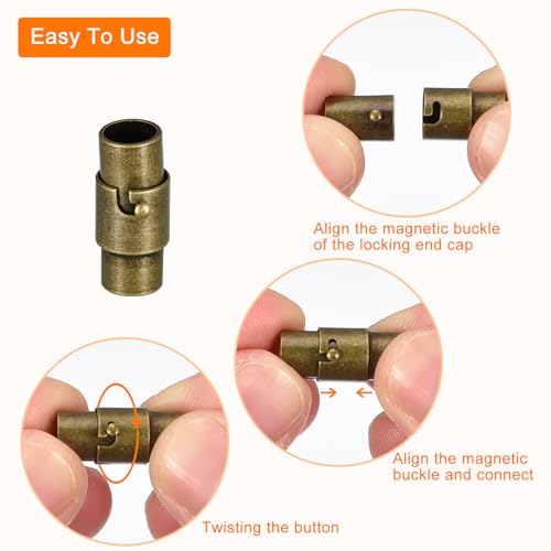 uxcell Leather Cord End Clasp, 20Pcs 5mm Hole Leather Clasps - Image 4