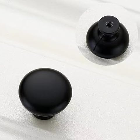 KEXIKELE 10 Pack Black Cabinet Knob - Round Dresser Drawer Pulls,Diameter 1.14 inches Bathroom Cabinet Handles, Furniture Hardware for Closet Cupboard,Single Hole Cover