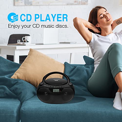 Nextron Portable Bluetooth Cd Player Boombox With Am/Fm Radio Stereo Sound System, Playback Cd/Mp3/Wma, Usb & Aux Ports, Headphone Jack, Lcd Display, Ac/Dc Operated #TOP2