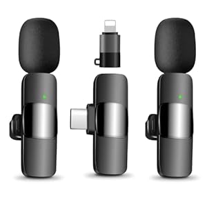 2-Pack Wireless Lavalier Microphone for iPhone, iPad, Android & MacBook – Lightning/USB-C Plug-and-Play Mini Microphone with Noise Cancelling for Videos, Podcasts, TikTok, YouTube(No Bluetooth)