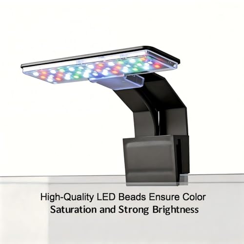 Image of Mini Clip On Fish Tank Light 7W Small Aquarium Light for 1 to 5 Gallon Nano Tanks USB Moving Lamp with White Red Blue Green LED (Adapter NOT Included)