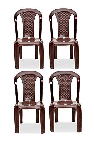 Image of AVRO FURNITURE|1101 Plastic Chair|Set of 4|Matt and Gloss Pattern |Plastic Chairs for Home, Living Room|Bearing Capacity up to 200Kg | Strong and Sturdy Structure |1 Year Guarantee, Brown