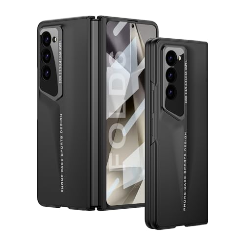 Image of Midkart Matte Case Compatible with Samsung Galaxy Z Fold 6 Release 2024 Ultra Thin Hard PC with Front Glass Cover Glossy Camera Protection, Black
