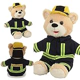 kuschelteddy bilder Größe 16 x 17 x 27 cm ESouvenirs Plüsch Feuerwehrmann Bär ca. 27 cm mit Feuerwehr Uniform und Feuerwehrhelm, Kuschelteddy , Berufe Bär als Scherzartikel , Sammelfiguren Stofftier aus Plüschtier