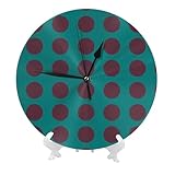 Relojes de pared que funcionan con pilas, 25,4 cm – Boho Polka Do G Print Modernos Relojes de pared pequeños silenciosos para sala de estar, cocina, baño, oficina, decoración decorativa con soporte