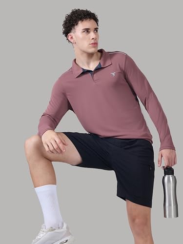 Image of TECHNOSPORT Men's Solid Full Sleeve Polo T-Shirt TECHNOCOOL+ Quick Dry Slim Fit Sports Tee for Travel Casual Smart Wear UPF50+ Anti Odour