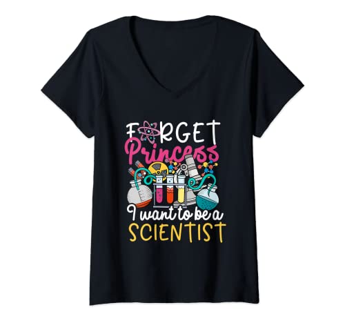 Mujer Olvídate de la princesa Quiero ser una científica científica Camiseta Cuello V