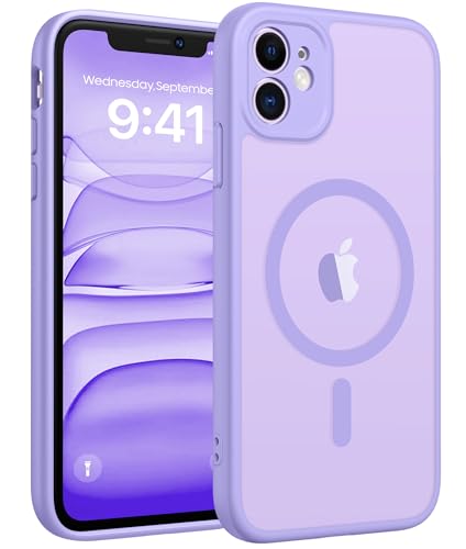 Image of FNTCASE for iPhone 11 Case: [Compatible with Magsafe] Translucent Matte Magnetic Cases [Full Camera Protection] Military Grade Shockproof Protective Phone Cover - Light Purple