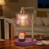 WYghyronic Lampe chauffe bougie avec hauteur réglable – Chauffe cire sans flamme à 4 niveaux à intensité variable, fonction minuterie et design élégant en plusieurs couleurs (Rose)