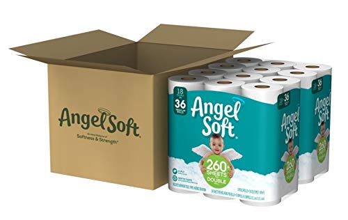 Angel Soft 2-Ply Toilet Paper, 264 Sheets Per Roll, Case of 36 Double Rolls