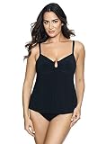 Miraclesuit Women's Swimwear Razzle Dazzle Zing Soft Cup Adjustable Tankini Top, Black, 16