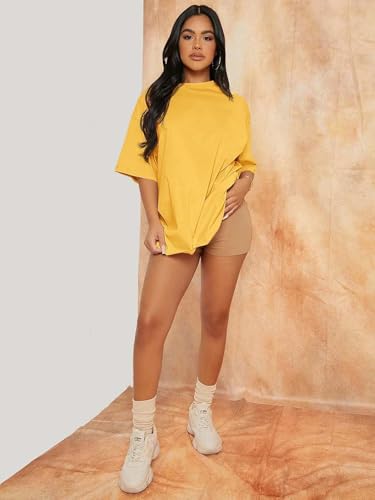 Image of KOTTY Women's Cotton Blend Solid Oversized T-Shirts