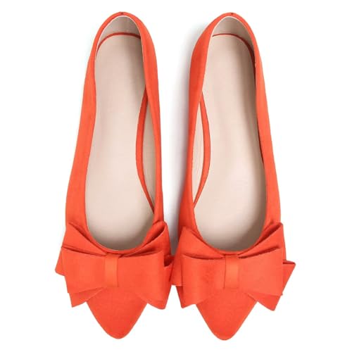 Image of WENJIAZHIZHI Square Toe Bow Ballet Slip-On | Classic Suede Finish,Chic Bow Detail,Effortless Everyday Style,Wedding Party Office,Plus Size Available