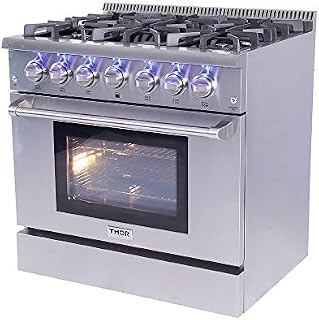 Thor Kitchen Free Standing Freestanding Professional Style Gas Range with Burners, Convection Fan