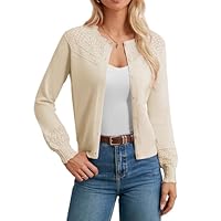 GRACE KARIN Women’s Summer Lightweight Cardigans Tops Plus Size Long Sleeve Hollow Bolero Shrugs for Party Casual Daily Apricot XXL
