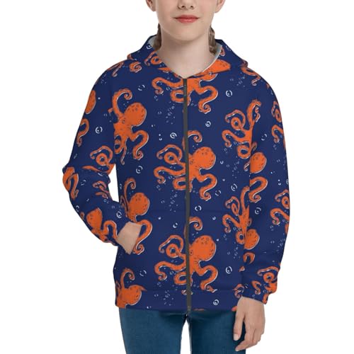 Octopus Kid Hoodies Boys Zip Up Sweatshirts Girls Pullover with Pocket3
