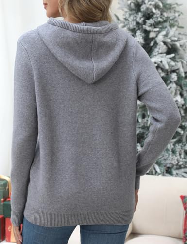 Image of CiCiBird Women's Fall Hoodies Sweater V Neck Waffle Knit Top with Pocket | Loose Fit, V Neck Button, Adjustable Drawstring, Long Sleeve, Kangaroo Pocket, Weekend Errands, Daily Wear, Work Casual