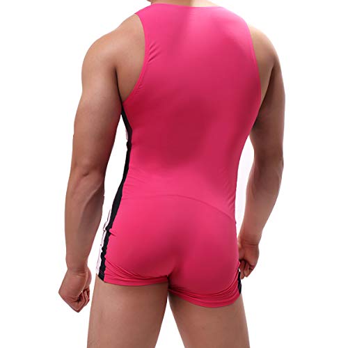 Yoobng Men's Tank Top One Piece Wrestling Singlet Bodysuit Jumpsuit Leotard Mini Boxer Briefs Underwear #TOP1