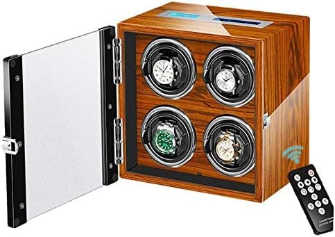 FENOKD Mechanical Watch Shaker Automatic Watch Winder 4 Remote Control LCD Screen Display Built-in Illumination Silent Motor Adjustable Watch Pillows