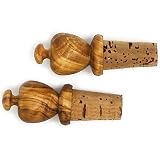 Ezo.Home Tapón de corcho y tapón para vino, 2 unidades, hecho de corcho natural y madera de olivo