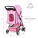 VIVO Pink 4 Wheel Pet Stroller for Cat, Dog and More, Foldable Carrier Strolling Cart, STROLR-V001N