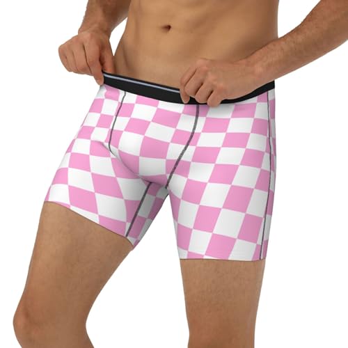 White Checkered Race Men's Boxer Briefs, Mens Trunks Underwear Wicking-Breathable Underpants3