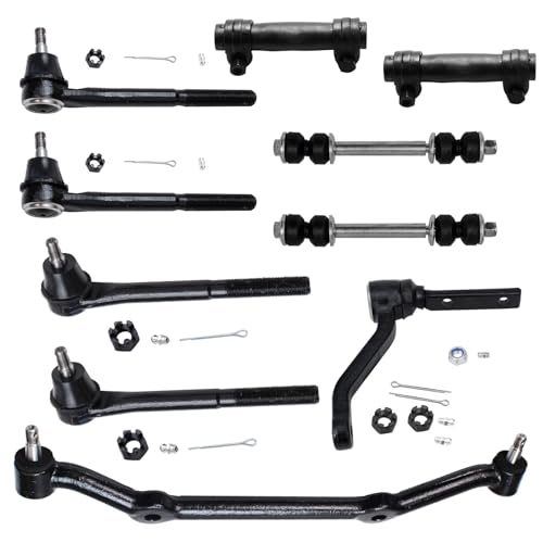 Detroit Axle - 2WD Front 10pc Suspension Kit for Chevrolet S10 Blazer GMC Jimmy Sonoma Isuzu Hombre 4 Inner & Outer Tie Rods 2 Sway Bar Links 2 Adjustment Sleeves Center Link Idler Arm Replacement