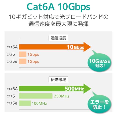 エレコム LANケーブル CAT6A 10m ECLD-GPAM/WH100