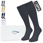 360 Relief Calze Compressione Graduata Donna e Uomo - 1 Coppia Solido Colore Gambaletti Compressione Graduata per Sports, Running, Viaggio, Ciclismo, Lavoro - S/M Nero con Borsa Lavanderia