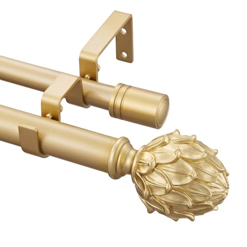 Gold Double Curtain Rod 66 to 120 Inches, 6/8 Inch