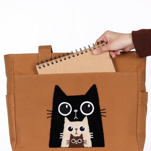 Image of TSANTA U Shaped Canvas Tote Bag, 35.56x33.02 cm with 10.8 cm Gusset, Cotton, Zipper Closure, Laptop Compartment