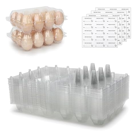 ZCOINS Egg Cartons Reusable Cheap Bulk 60 PACK, Hold 12 count Eggs, Fresh Egg Storage Container Holder for Countertop Refrigerator, Clear Plastic Duck Egg Tray Crate for Home Ranch Farm Market Cover