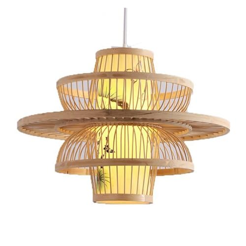 Chandelier rotin asiatasique 50x45cm pour cuisine et salon